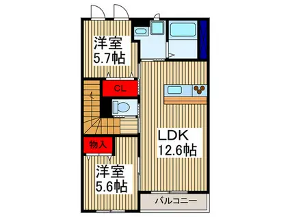 ルミナスハイム346(2LDK/2階)の間取り写真