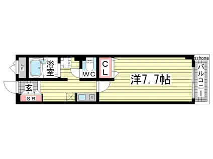 VILLA ウエスト 六甲(1K/2階)の間取り写真