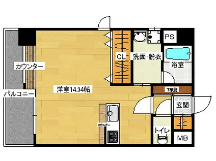 シティハイツ西霞(ワンルーム/6階)の間取り写真