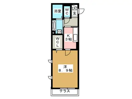 レジデンス令和(1K/1階)の間取り写真