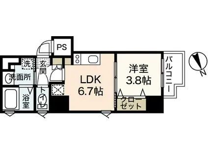 KATAYAMABLDG25(1LDK/4階)の間取り写真