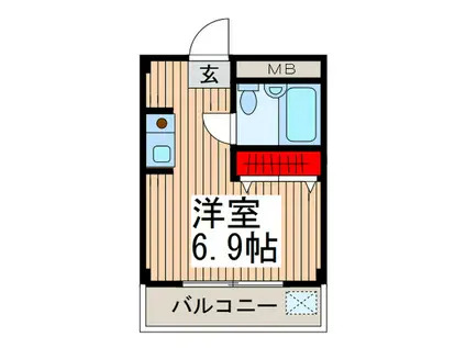 サニーコート岡田(ワンルーム/2階)の間取り写真
