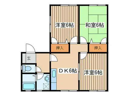 元町レジデンスI番館(3DK/1階)の間取り写真