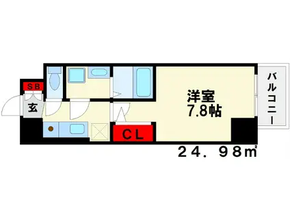 パルク博多駅南(1K/2階)の間取り写真