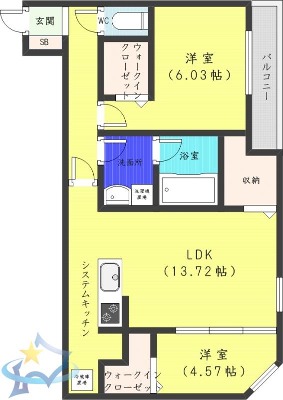 アルファスクエアS17(2LDK/4階)の間取り写真