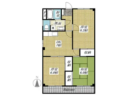 セジュール多摩平(3DK/1階)の間取り写真