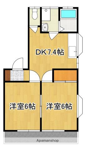 コーポ西甲 A(2DK/2階)の間取り写真