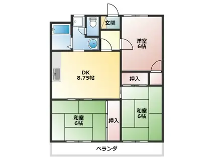 塚本ビル(3DK/2階)の間取り写真