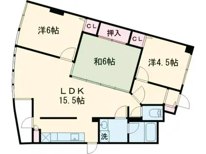 ドムス富岡II(3LDK/6階)の間取り写真