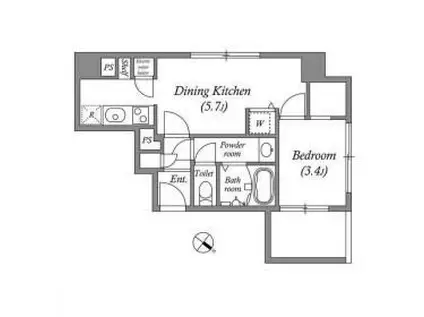 オーパスホームズ三田(1DK/8階)の間取り写真