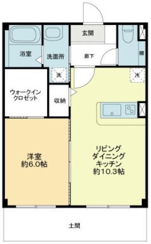 フォブールマドカ(1LDK/1階)の間取り写真