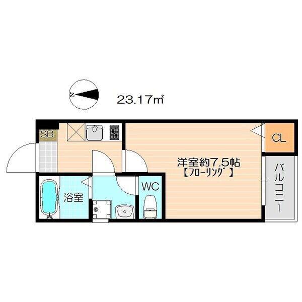 クレフラスト喜多山駅前B棟(1K/1階)の間取り写真