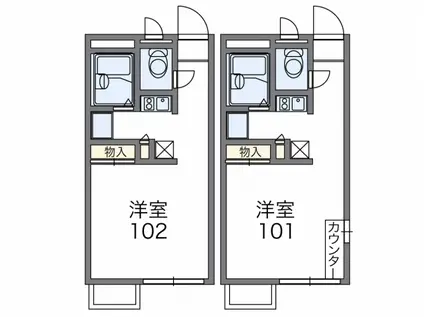 レオパレス上津台(1K/2階)の間取り写真