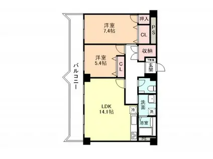 センチュリー山室(2LDK/2階)の間取り写真