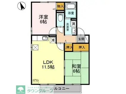 WILLMORE2001A棟(2LDK/1階)の間取り写真
