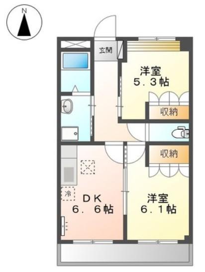 ピアリー・ファム(2DK/1階)の間取り写真