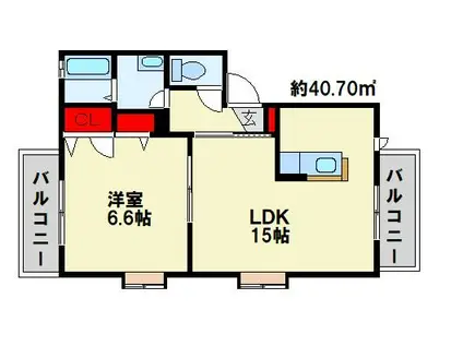 エステーラ(1LDK/2階)の間取り写真