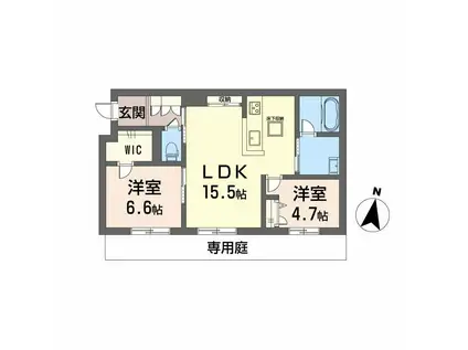 シャーメゾン春日町(2LDK/1階)の間取り写真