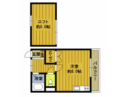 M2コーポ(ワンルーム/2階)の間取り写真