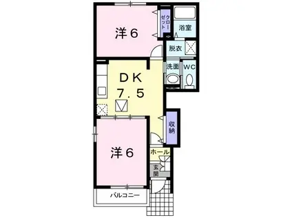シーエムケーハイムB(2DK/1階)の間取り写真
