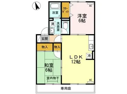 エスポワール米原B棟(2LDK/1階)の間取り写真