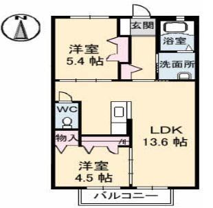 ボナールメゾン風(2LDK/2階)の間取り写真