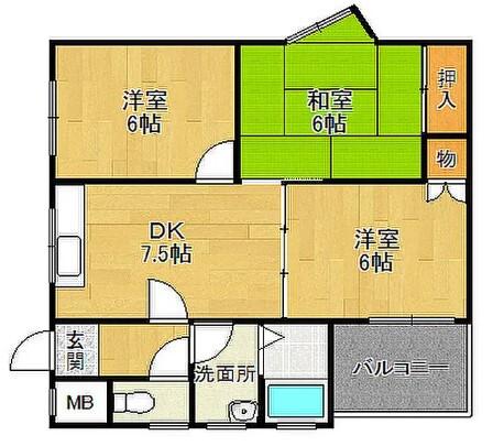リアライズ新甲陽II(3LDK/1階)の間取り写真