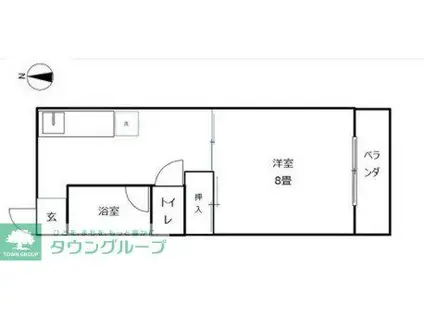 アゼリアガーデンズ向ヶ丘(1DK/2階)の間取り写真