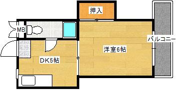 第1小河内ビル(1DK/3階)の間取り写真