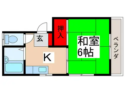 ベルコーポ(1K/2階)の間取り写真