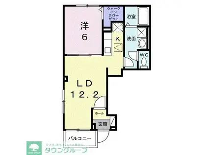 ヒカルサ小平栄町(1LDK/1階)の間取り写真