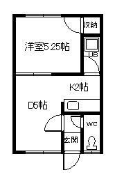 レジデンス花園(1DK/1階)の間取り写真