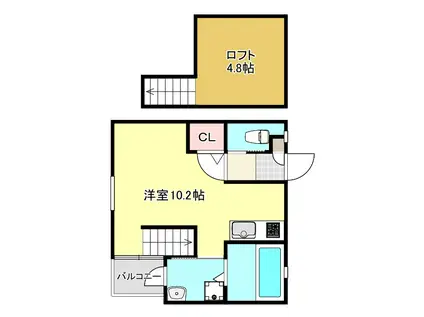 ブランノワールII(1K/2階)の間取り写真