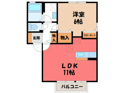 リュエルA(1LDK/1階)の間取り写真