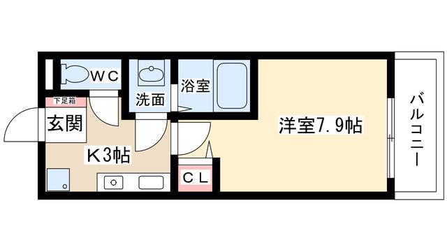 ヨシキビル(1K/2階)の間取り写真