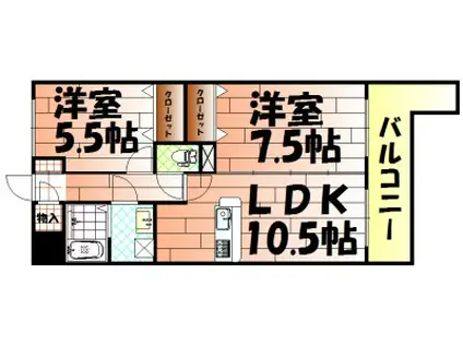LEON篠崎(2LDK/3階)の間取り写真