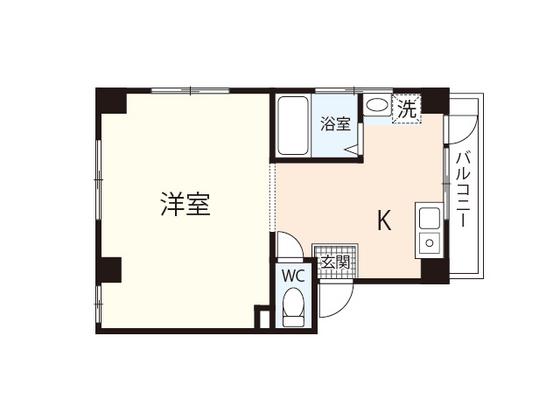 浜本ビル(ワンルーム/4階)の間取り写真