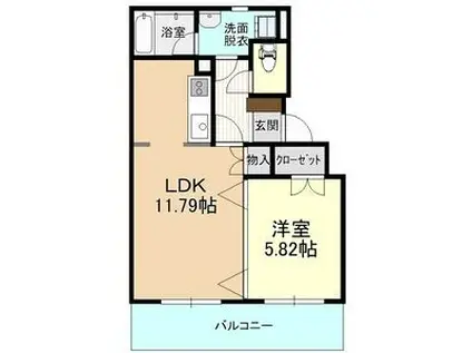 ドリームタウン三和B(1LDK/3階)の間取り写真