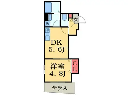 ツリーフィールド幕張(1DK/1階)の間取り写真