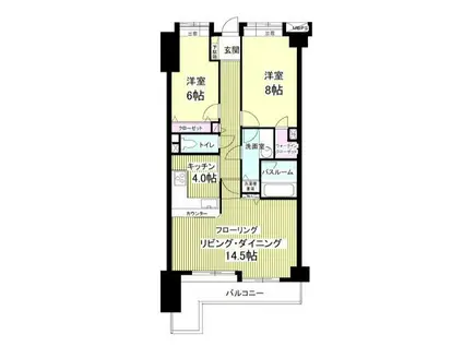 ライオンズマンション乃木坂(2LDK/2階)の間取り写真