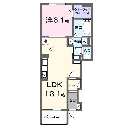 GREENAWAYII(1LDK/1階)の間取り写真