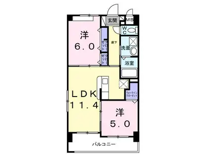 ローズ ライン(2LDK/4階)の間取り写真