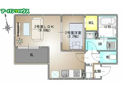 REGALEST 南高前(1LDK/1階)の間取り写真