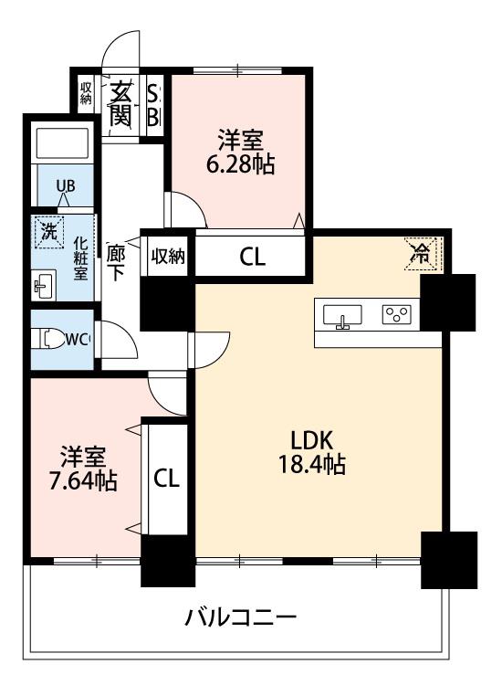 ARDEA(2LDK/18階)の間取り写真