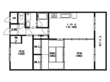 ソレアード祇園(3LDK/3階)の間取り写真
