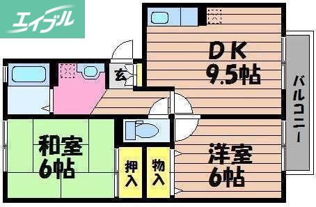カトルセゾン(2DK/1階)の間取り写真