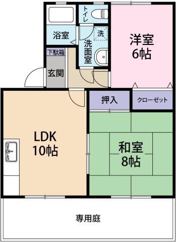 マリレーヴ内浜(2LDK/1階)の間取り写真