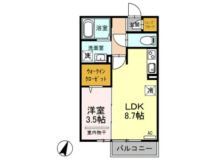 MY CORONET(1LDK/1階)の間取り写真