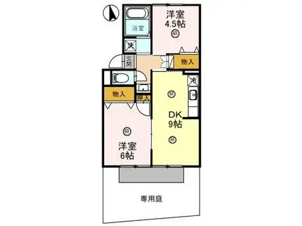 ロアヴェール(2DK/1階)の間取り写真