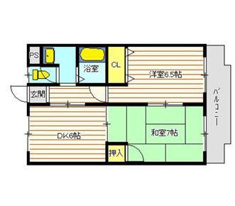 マンションサエイ(2DK/2階)の間取り写真